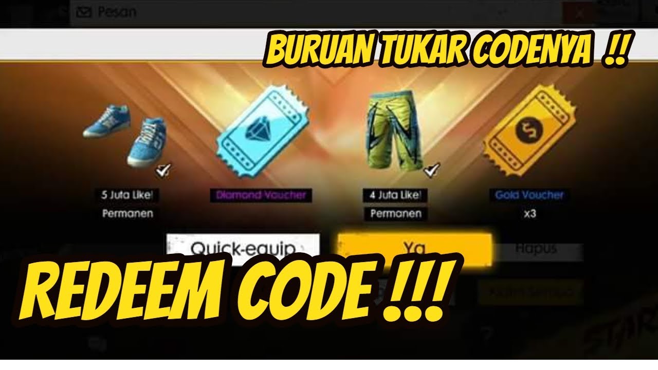 Cara Tukar & Mendapatkan Kode Redeem Free Fire (FF)