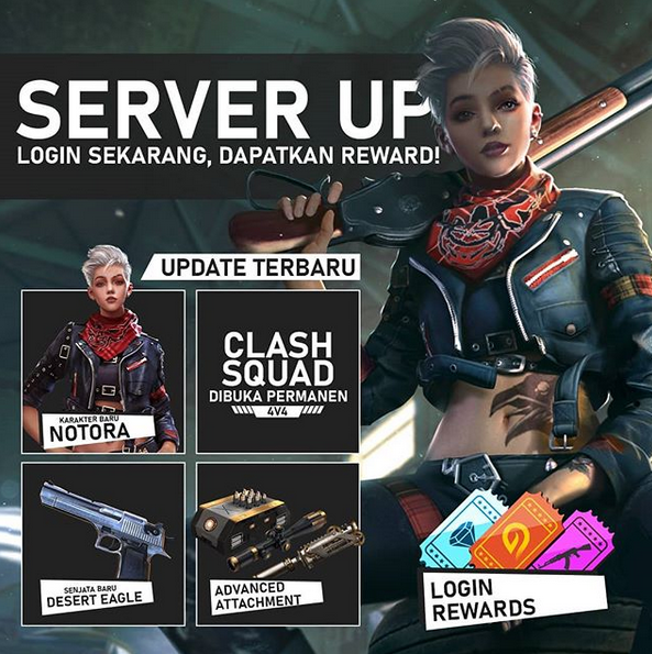 Maintenance Free Fire (FF) Selesai, Login Sekarang dapat Reward!