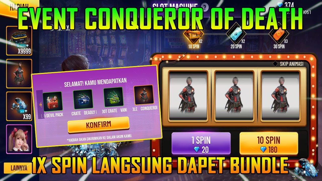 Event Conqueror of Death Free Fire Bagikan 9999 Diamond Gratis