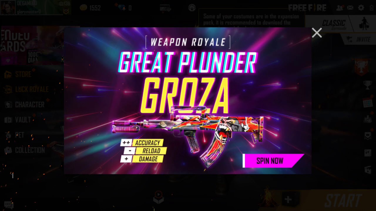 Cara Dapatkan Gun Skin Groza Great Plunder di Event Bullseye